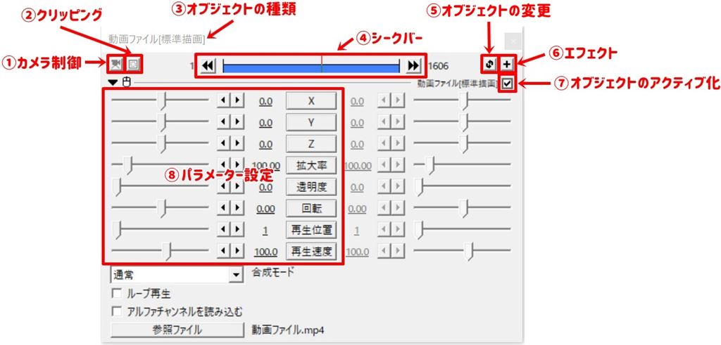 設定ダイアログ見方